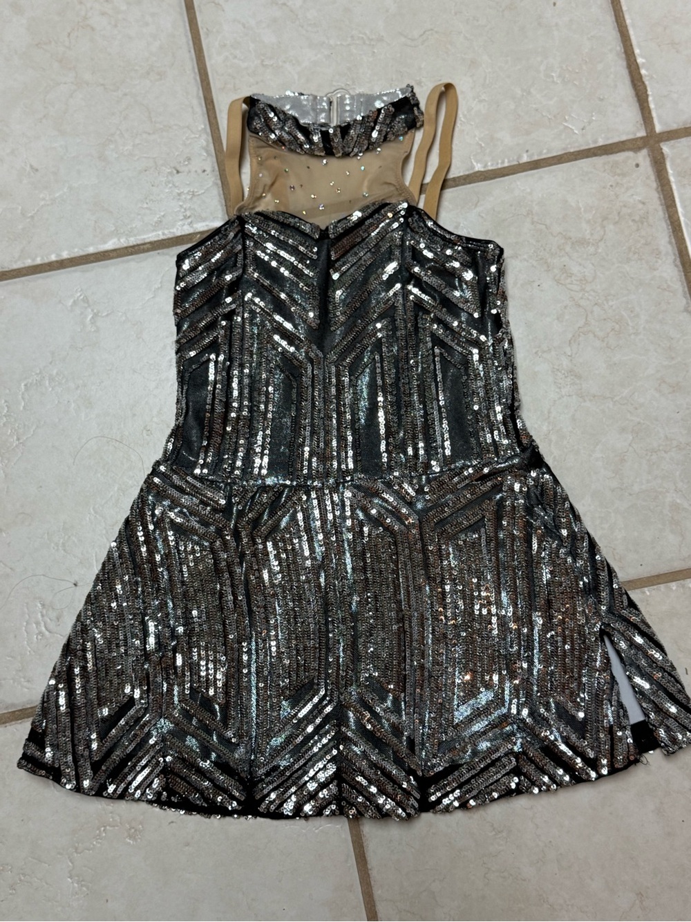 Revolution Silver Sequin Halter Dance Costume – Size MC